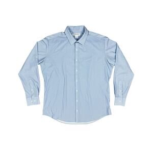 Mizzen + Main Blue White Diamond Button Up Long Sleeve Shirt Classic Size Large